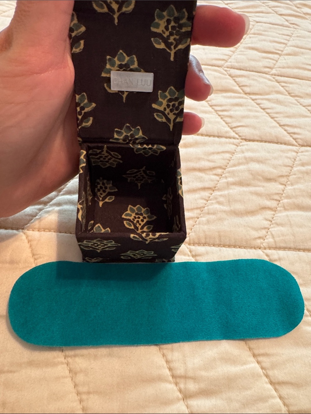 Chan Luu Brown Box with Teal Floral Motif - Picture 5 of 5